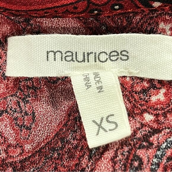 Maurice’s rustic Red Paisley print long sleeve v-neck mini Dress size XS - Picture 10 of 14